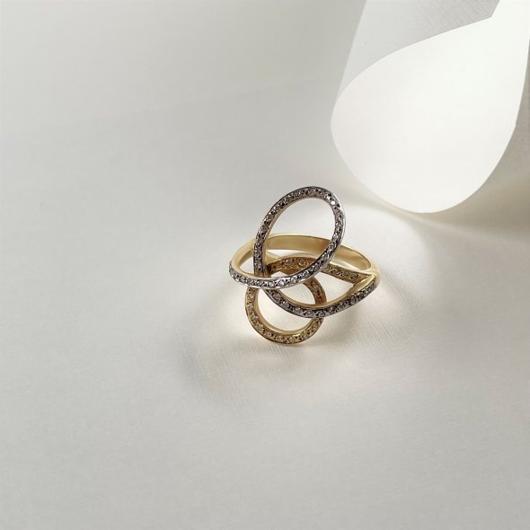 Δαχτυλίδι δίχρωμο με ζιργκόν - ΚΙΤΡΙΝΟ-ΛΕΥΚΟ, ΧΡΥΣΟΣ K14, ΓΥΑΛΙΣΤΕΡΟ, ΖΙΡΓΚΟΝ, WHITE, 55