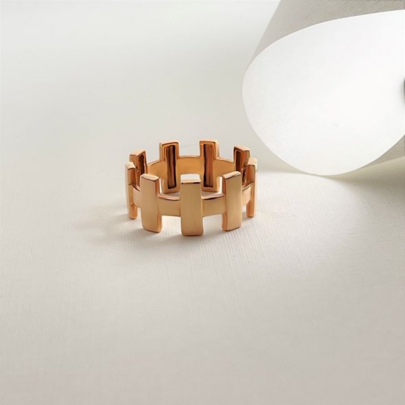 Δαχτυλίδι σκάλα - ΡΟΖ, ΧΡΥΣΟΣ K14, ΓΥΑΛΙΣΤΕΡΟ, 58 - 2