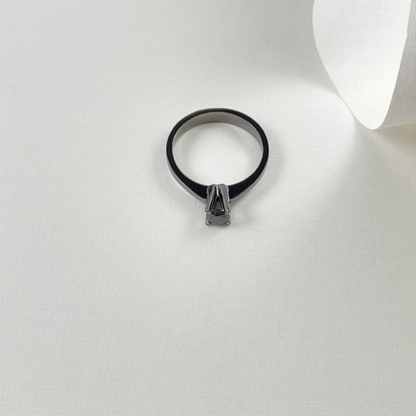 Δαχτυλίδι μαυρό μονόπετρο με ζιργκόν - ΜΑΥΡΟ, ΧΡΥΣΟΣ K14, ΓΥΑΛΙΣΤΕΡΟ, ΖΙΡΓΚΟΝ, BLACK - 3