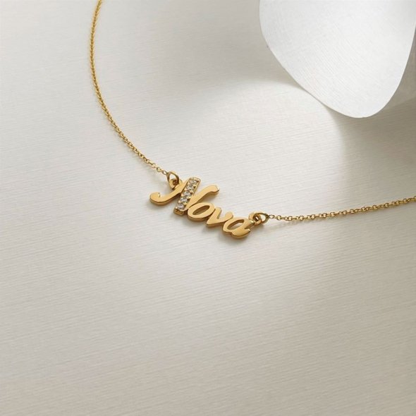 Κολιέ "Νονά" με ζιργκον - ΚΙΤΡΙΝΟ, ΧΡΥΣΟΣ K14, ΓΥΑΛΙΣΤΕΡΟ, ΖΙΡΓΚΟΝ, WHITE