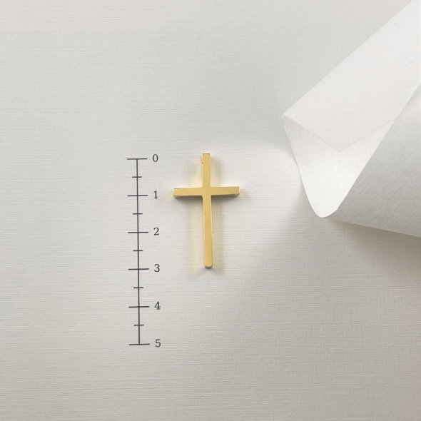 Σταυρός λιτός με γυαλιστερή υφή - ΚΙΤΡΙΝΟ, ΧΡΥΣΟΣ K14, ΓΥΑΛΙΣΤΕΡΟ - 4