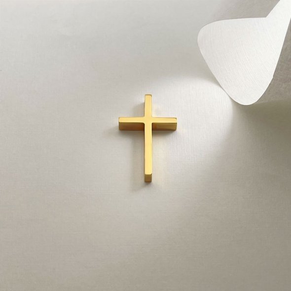 Σταυρός λιτός με γυαλιστερή υφή - ΚΙΤΡΙΝΟ, ΧΡΥΣΟΣ K14, ΓΥΑΛΙΣΤΕΡΟ - 1