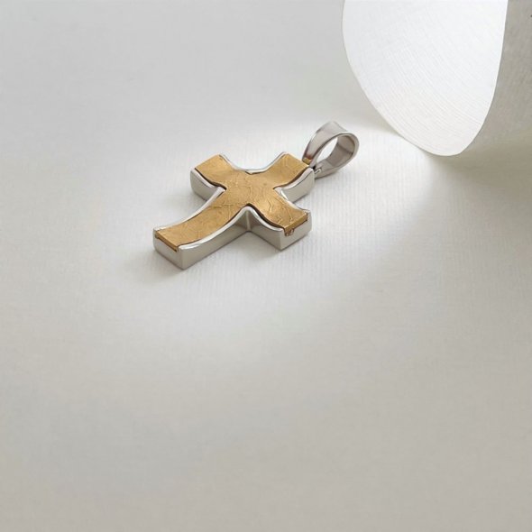 Σταυρός δίχρωμος - ΚΙΤΡΙΝΟ-ΛΕΥΚΟ, ΧΡΥΣΟΣ K14