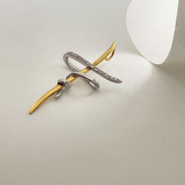 Σταυρός δίχρωμος με ζιργκόν σε  ιδιαίτερο σχεδιασμό - ΚΙΤΡΙΝΟ-ΛΕΥΚΟ, ΧΡΥΣΟΣ K14, ΖΙΡΓΚΟΝ, WHITE - 2