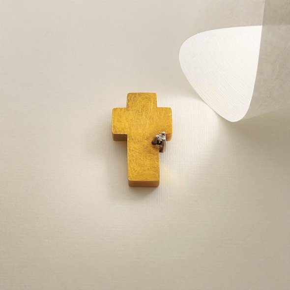 Σταυρός δίχρωμος με ζιργκόν - ΚΙΤΡΙΝΟ-ΛΕΥΚΟ, ΧΡΥΣΟΣ K14, ΜΑΤ, ΖΙΡΓΚΟΝ, WHITE - 1