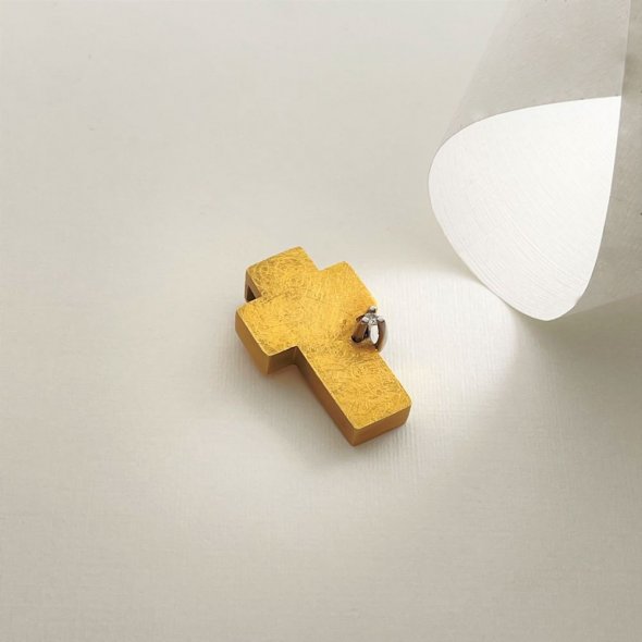 Σταυρός δίχρωμος με ζιργκόν - ΚΙΤΡΙΝΟ-ΛΕΥΚΟ, ΧΡΥΣΟΣ K14, ΜΑΤ, ΖΙΡΓΚΟΝ, WHITE