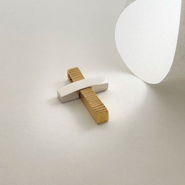 Σταυρός δίχρωμος  - ΚΙΤΡΙΝΟ-ΛΕΥΚΟ, ΧΡΥΣΟΣ K14