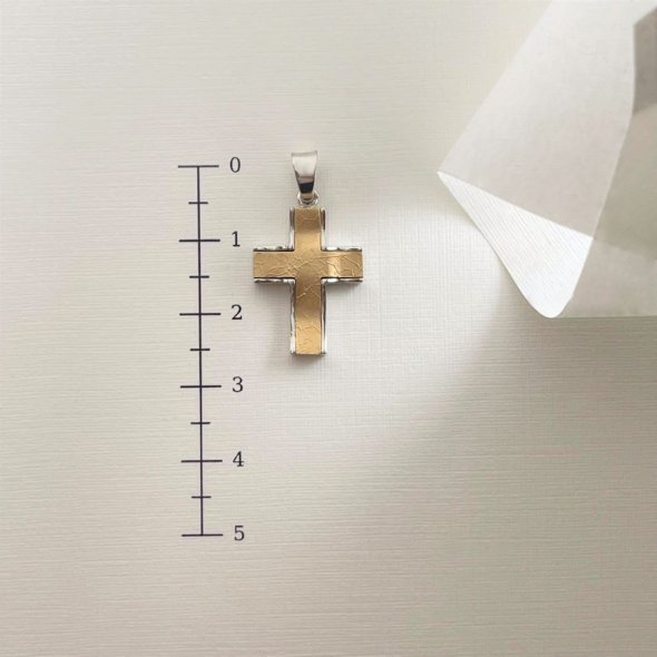 Σταυρός δίχρωμος - ΚΙΤΡΙΝΟ-ΛΕΥΚΟ, ΧΡΥΣΟΣ K14 - 4