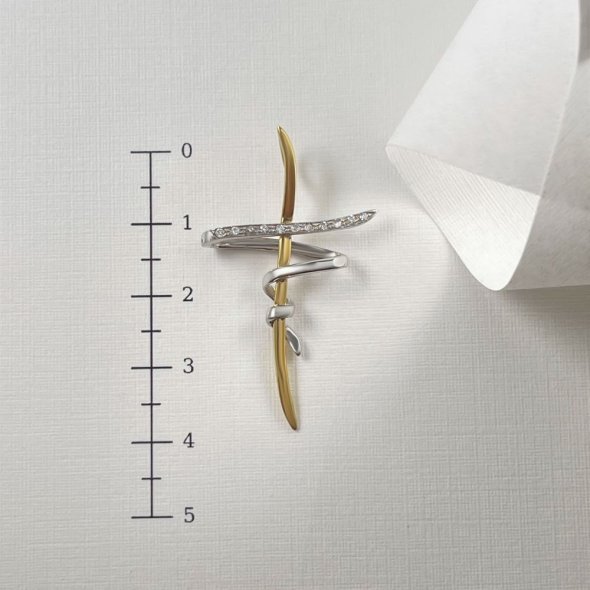 Σταυρός δίχρωμος με ζιργκόν σε  ιδιαίτερο σχεδιασμό - ΚΙΤΡΙΝΟ-ΛΕΥΚΟ, ΧΡΥΣΟΣ K14, ΖΙΡΓΚΟΝ, WHITE - 4