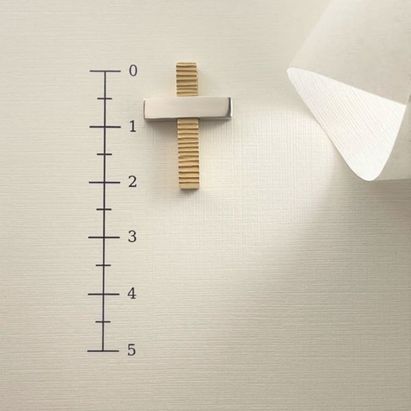 Σταυρός δίχρωμος  - ΚΙΤΡΙΝΟ-ΛΕΥΚΟ, ΧΡΥΣΟΣ K14 - 3