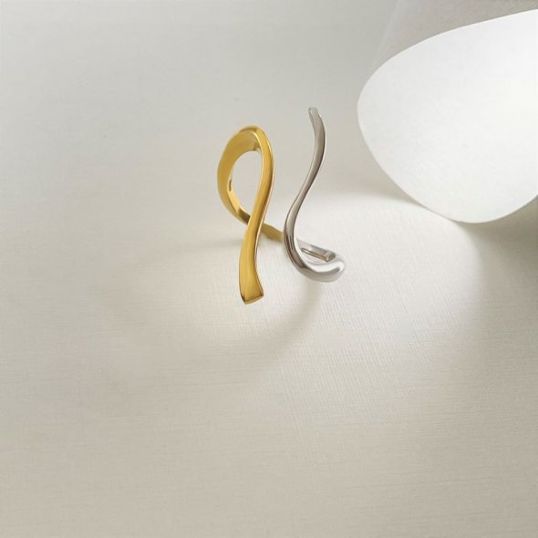 Δαχτυλίδι δίχρωμο  - ΚΙΤΡΙΝΟ-ΛΕΥΚΟ, ΧΡΥΣΟΣ K14, ΓΥΑΛΙΣΤΕΡΟ