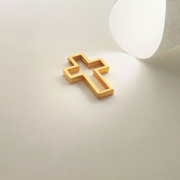 Σταυρός χρυσός - ΚΙΤΡΙΝΟ, ΧΡΥΣΟΣ K14, ΓΥΑΛΙΣΤΕΡΟ - 2