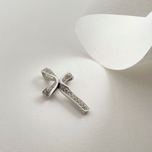 Σταυρός ροζ με ζιργκόν - ΛΕΥΚΟ, ΧΡΥΣΟΣ K14, ΓΥΑΛΙΣΤΕΡΟ, ΖΙΡΓΚΟΝ, WHITE - 2