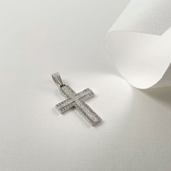 Σταυρός δίχρωμος  - ΛΕΥΚΟ, ΧΡΥΣΟΣ K14, ΜΑΤ, ΖΙΡΓΚΟΝ, WHITE