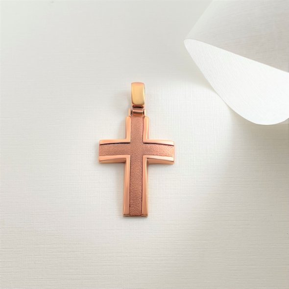 Σταυρός ροζ  - ΡΟΖ, ΧΡΥΣΟΣ K14 - 1