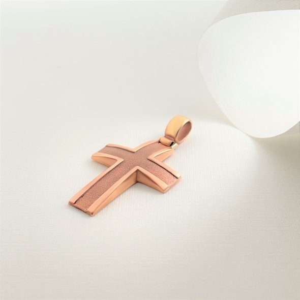 Σταυρός ροζ  - ΡΟΖ, ΧΡΥΣΟΣ K14 - 2