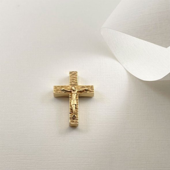 Σταυρός με Εσταυρωμένο - ΚΙΤΡΙΝΟ, ΧΡΥΣΟΣ K14, ΓΥΑΛΙΣΤΕΡΟ - 1