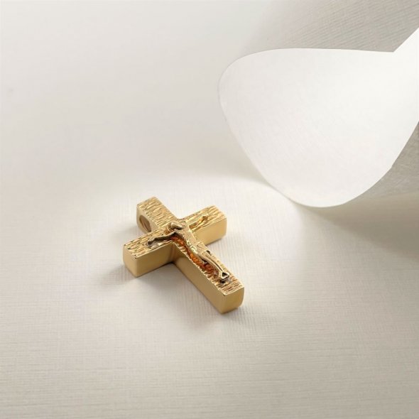 Σταυρός με Εσταυρωμένο - ΚΙΤΡΙΝΟ, ΧΡΥΣΟΣ K14, ΓΥΑΛΙΣΤΕΡΟ - 2