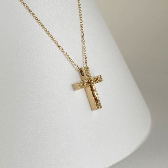 Σταυρός με Εσταυρωμένο - ΚΙΤΡΙΝΟ, ΧΡΥΣΟΣ K14, ΓΥΑΛΙΣΤΕΡΟ - 3