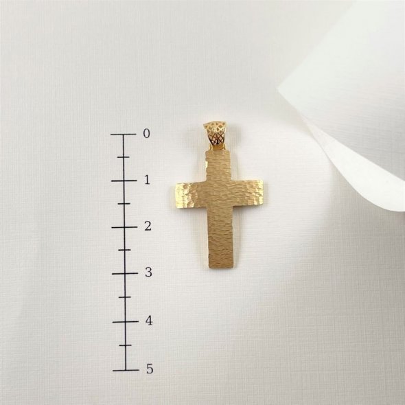 Σταυρός χρυσός σφυρήλατος - ΚΙΤΡΙΝΟ, ΧΡΥΣΟΣ K14, ΜΑΤ - 4