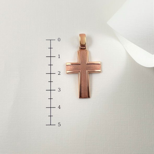 Σταυρός ροζ  - ΡΟΖ, ΧΡΥΣΟΣ K14 - 3