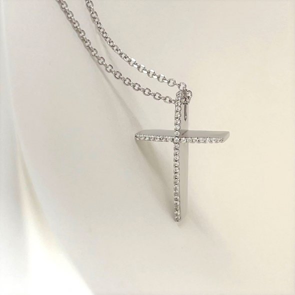 Σταυρός λευκόχρυσος με ζιργκόν - ΛΕΥΚΟ, ΧΡΥΣΟΣ K14, ΓΥΑΛΙΣΤΕΡΟ, ΖΙΡΓΚΟΝ, WHITE - 3