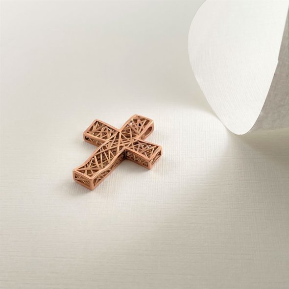 Σταυρός πλεκτός - ΡΟΖ, ΧΡΥΣΟΣ K9 - 2