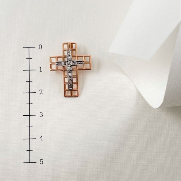 Σταυρός διάτρητος ροζ λευκός  - ΡΟΖ-ΛΕΥΚΟ, ΧΡΥΣΟΣ K14, ΓΥΑΛΙΣΤΕΡΟ, ΖΙΡΓΚΟΝ, WHITE - 4