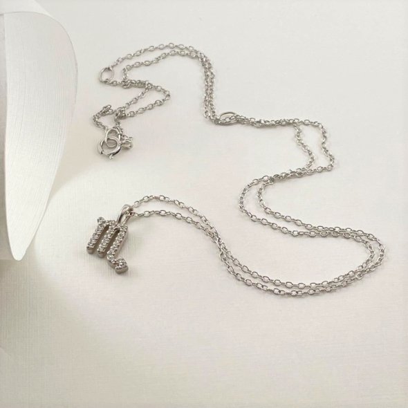 Κολιέ ζώδιο με το σύμβολο του Σκορπιού - ΛΕΥΚΟ, ΑΣΗΜΙ, ΖΙΡΓΚΟΝ, WHITE - 1