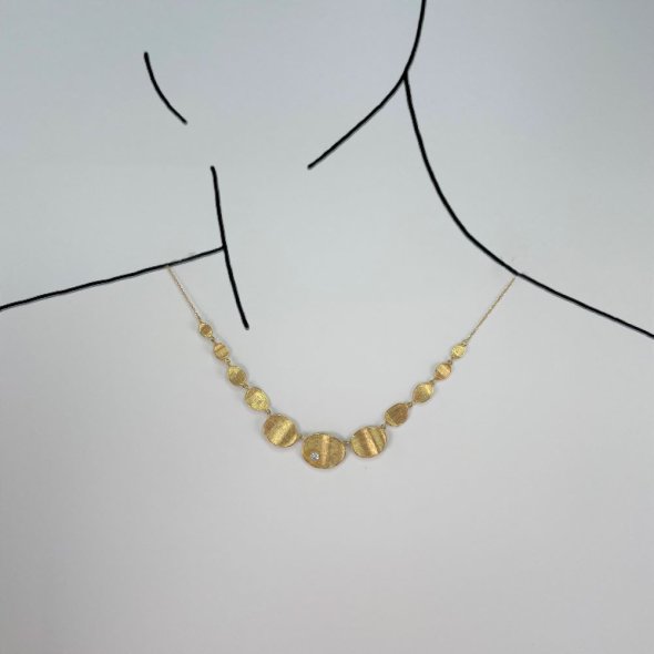 Κολιέ με χρυσά φλουριά - ΚΙΤΡΙΝΟ, ΧΡΥΣΟΣ K14, ΖΙΡΓΚΟΝ, WHITE, 43cm - 1