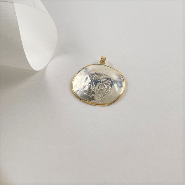 Mενταγιόν Κωνσταντινάτο - ΚΙΤΡΙΝΟ-ΛΕΥΚΟ, ΧΡΥΣΟΣ K14, ΓΥΑΛΙΣΤΕΡΟ - 1