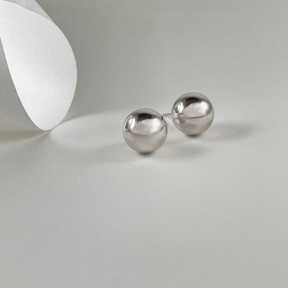 Σκουλαρίκια ασημένιες σφαίρες - ΛΕΥΚΟ, ΑΣΗΜΙ - 1
