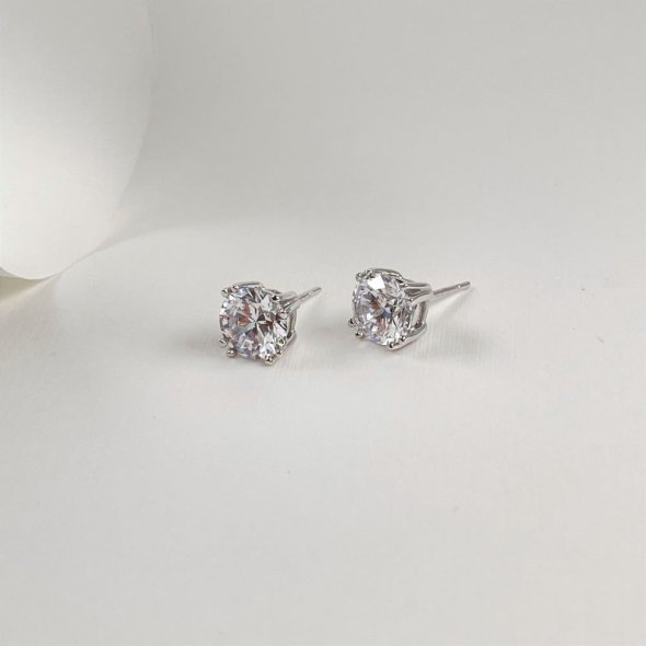 Σκουλαρίκια με λαμπερά ζιργκον - ΛΕΥΚΟ, ΧΡΥΣΟΣ K14, ΖΙΡΓΚΟΝ, WHITE