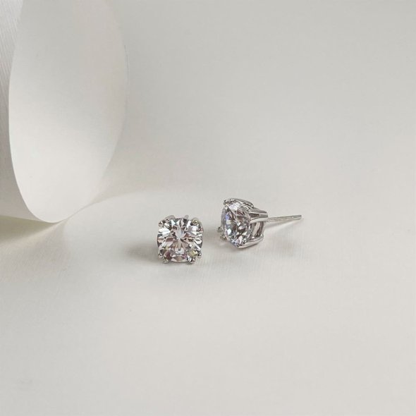 Σκουλαρίκια με λαμπερά ζιργκον - ΛΕΥΚΟ, ΧΡΥΣΟΣ K14, ΖΙΡΓΚΟΝ, WHITE - 1