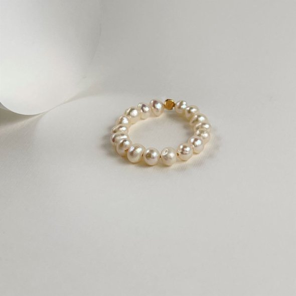 Δαχτυλίδι με μαργαριτάρια - ΚΙΤΡΙΝΟ, ΑΣΗΜΙ, ΜΑΡΓΑΡΙΤΑΡΙ, WHITE, 56