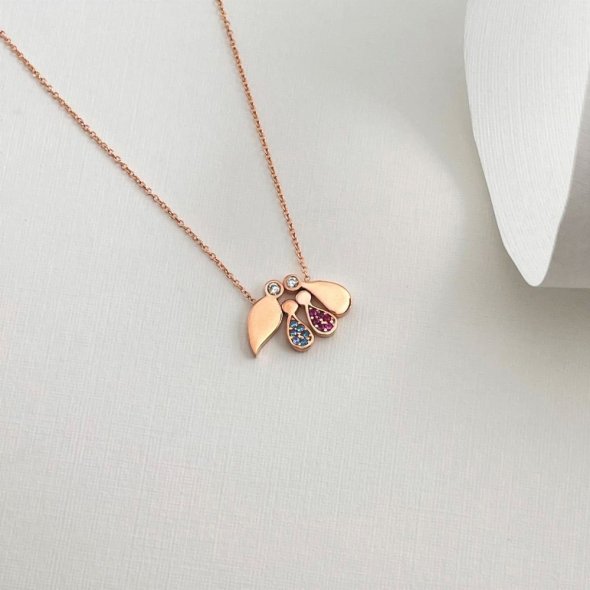 Κολιέ με οικογένεια σε σχήμα σταγόνας - ΡΟΖ, ΧΡΥΣΟΣ K9, ΓΥΑΛΙΣΤΕΡΟ, ΖΙΡΓΚΟΝ, BLUE, ΖΙΡΓΚΟΝ, RUBY, 40cm