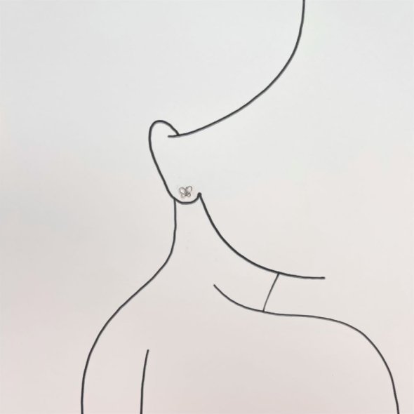 Σκουλαρίκια πεταλούδες διάτρητρες - ΛΕΥΚΟ, ΑΣΗΜΙ - 1