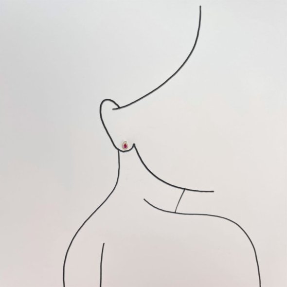 Σκουλαρίκια με κόκκινη ροζέτα δάκρυ - ΚΙΤΡΙΝΟ, ΧΡΥΣΟΣ K9, ΖΙΡΓΚΟΝ, RUBY, ΖΙΡΓΚΟΝ, WHITE - 1