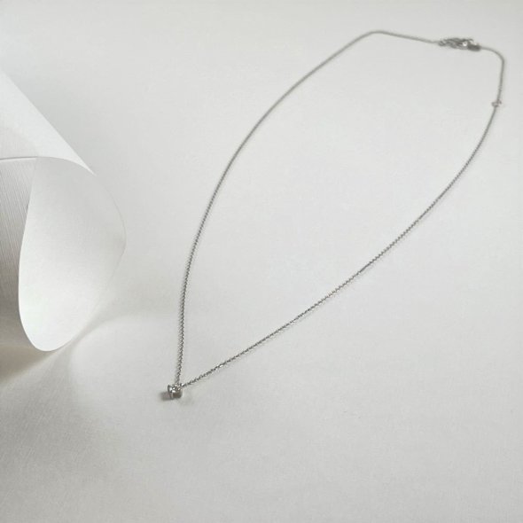 Κολιέ αλυσίδα με διαμάντι - ΛΕΥΚΟ, ΧΡΥΣΟΣ K14, ΔΙΑΜΑΝΤΙ, WHITE, 0,07, 44cm