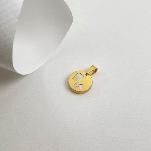 Μενταγιον ζώδιο σκορπιός και mother of pearls - ΚΙΤΡΙΝΟ, ΧΡΥΣΟΣ K14, MOTHER OF PEARL, WHITE