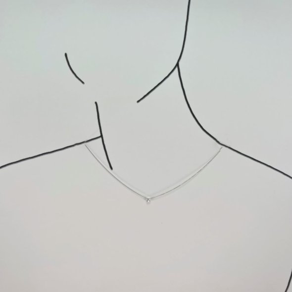 Κολιέ αλυσίδα με διαμάντι - ΛΕΥΚΟ, ΧΡΥΣΟΣ K14, ΔΙΑΜΑΝΤΙ, WHITE, 0,07, 44cm - 2