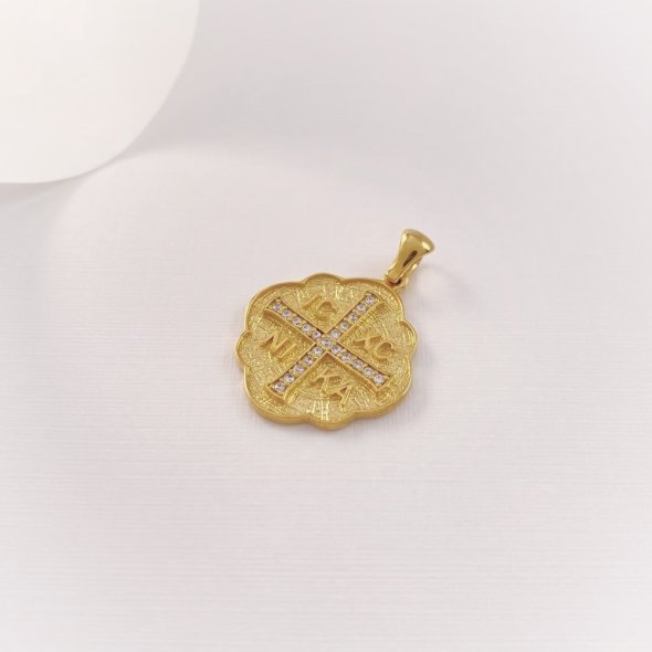 Μενταγιόν Κωνσταντινάτο - ΚΙΤΡΙΝΟ, ΑΣΗΜΙ, ΜΑΤ-ΓΥΑΛΙΣΤΕΡΟ, ΖΙΡΓΚΟΝ, WHITE - 1