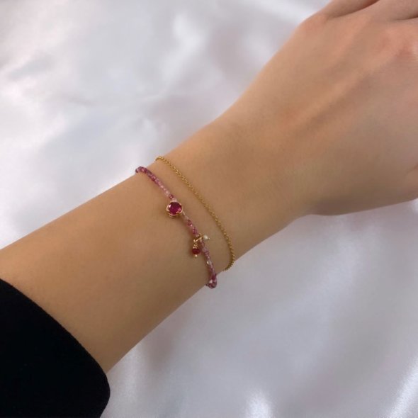 Διπλό βραχιόλι με ζιργκόν  - ΚΙΤΡΙΝΟ, ΑΣΗΜΙ, ΓΥΑΛΙΣΤΕΡΟ, ΖΙΡΓΚΟΝ, PINK - 2