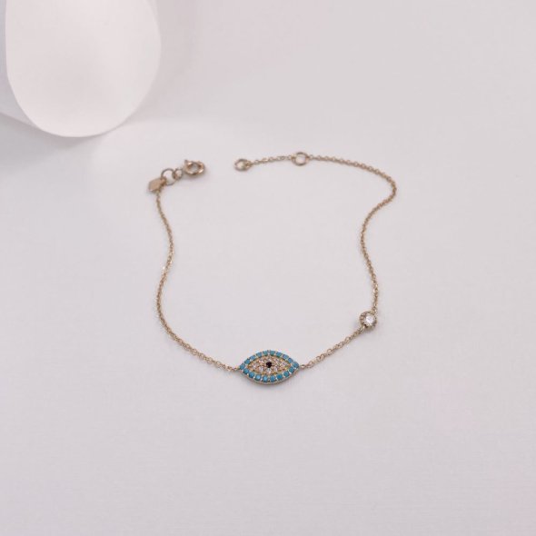 Βραχιόλι μάτι με ζιργκόν - ΚΙΤΡΙΝΟ, ΧΡΥΣΟΣ K9, ΓΥΑΛΙΣΤΕΡΟ, ΖΙΡΓΚΟΝ, LIGHT BLUE, ΖΙΡΓΚΟΝ, WHITE - 1