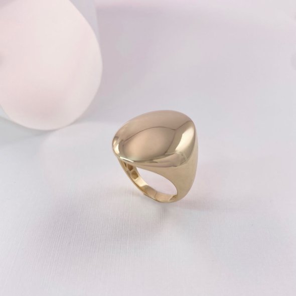 Δαχτυλίδι με οβάλ σχήμα - ΚΙΤΡΙΝΟ, ΧΡΥΣΟΣ K14, ΓΥΑΛΙΣΤΕΡΟ, 54