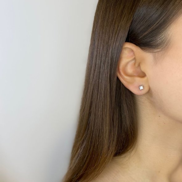 Σκουλαρίκια με διαμάντι - ΛΕΥΚΟ, ΧΡΥΣΟΣ K18, ΓΥΑΛΙΣΤΕΡΟ, ΔΙΑΜΑΝΤΙ, G, 0,32, VS1 - 1