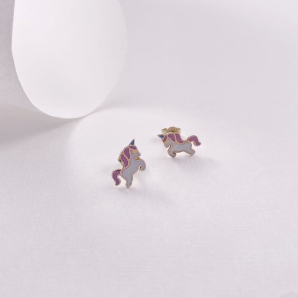 Σκουλαρίκια μονόκερος με σμάλτο - ΚΙΤΡΙΝΟ, ΓΥΑΛΙΣΤΕΡΟ, ΣΜΑΛΤΟ, WHITE, ΣΜΑΛΤΟ, PINK