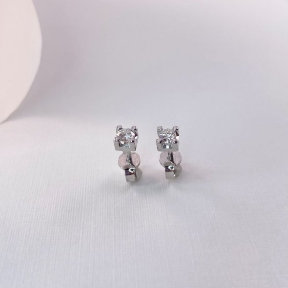 Σκουλαρίκια με διαμάντι - ΛΕΥΚΟ, ΧΡΥΣΟΣ K18, ΓΥΑΛΙΣΤΕΡΟ, ΔΙΑΜΑΝΤΙ, G, 0,32, VS1