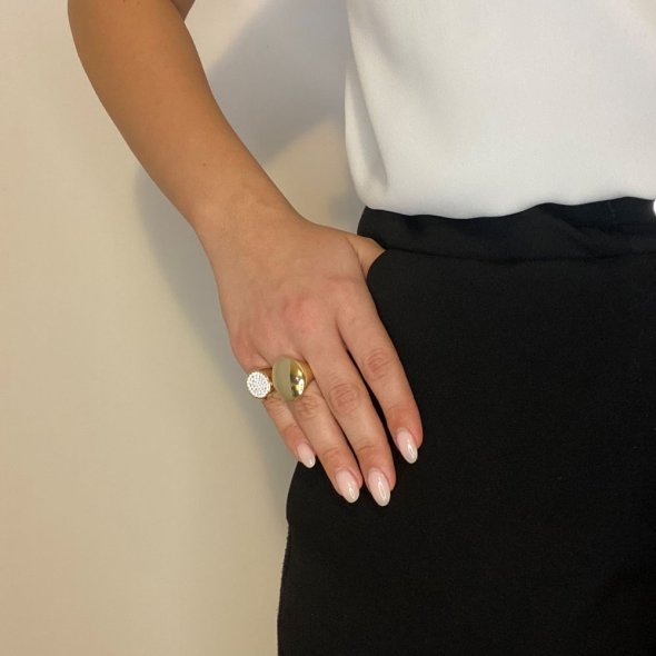 Δαχτυλίδι Chevalier με ζιργκόν - ΚΙΤΡΙΝΟ, ΧΡΥΣΟΣ K14, ΓΥΑΛΙΣΤΕΡΟ, ΖΙΡΓΚΟΝ, WHITE, 50 - 1