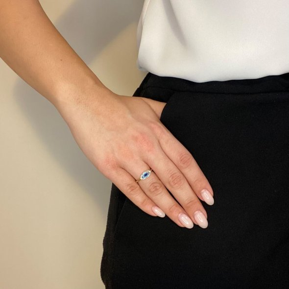 Δαχτυλίδι μάτι με ζιργκόν - ΚΙΤΡΙΝΟ, ΧΡΥΣΟΣ K14, ΓΥΑΛΙΣΤΕΡΟ, ΖΙΡΓΚΟΝ, WHITE, ΖΙΡΓΚΟΝ, BLUE, 52 - 1